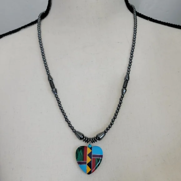 Navajo Multi Stone Necklace and Earrings Set - Picture 3 of 10